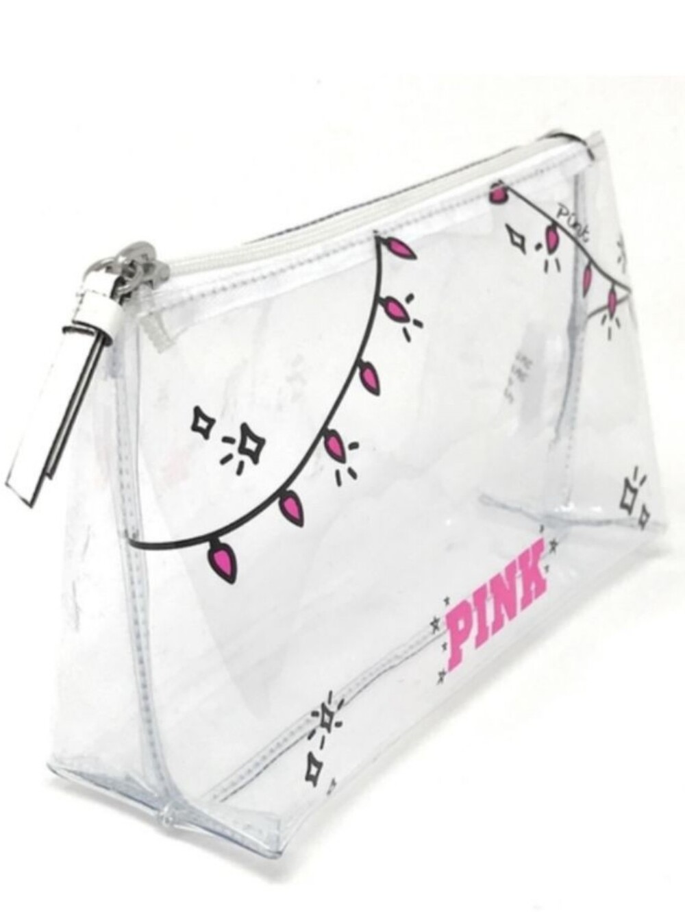 Victoria's Secret PINK Holiday Lights Clear Makeup Bag